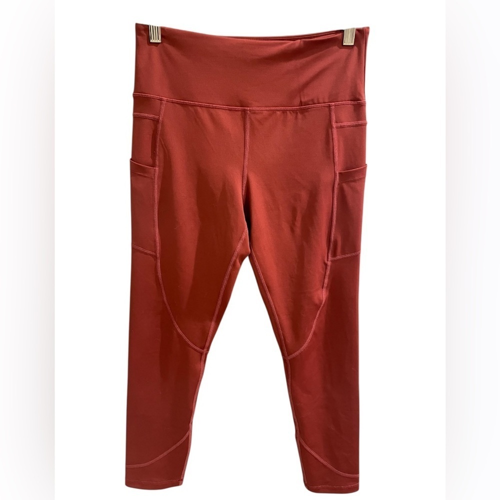 Zyia Active Brown High-Waist Leggings with Seam Details SZ 8-10 EUC